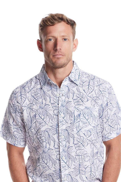 Weatherproof Vintage Washable Linen Button Up Shirt for Men in Blue Ashes