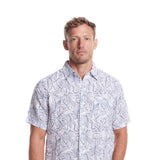 Weatherproof Vintage Washable Linen Button Up Shirt for Men in Blue Ashes