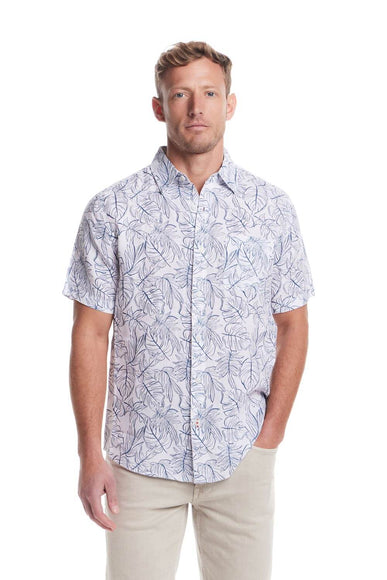 Weatherproof Vintage Washable Linen Button Up Shirt for Men in Blue Ashes