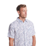 Weatherproof Vintage Washable Linen Button Up Shirt for Men in Blue Ashes