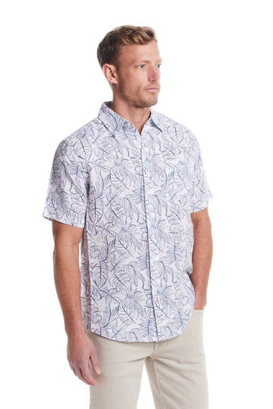 Weatherproof Vintage Washable Linen Button Up Shirt for Men in Blue Ashes