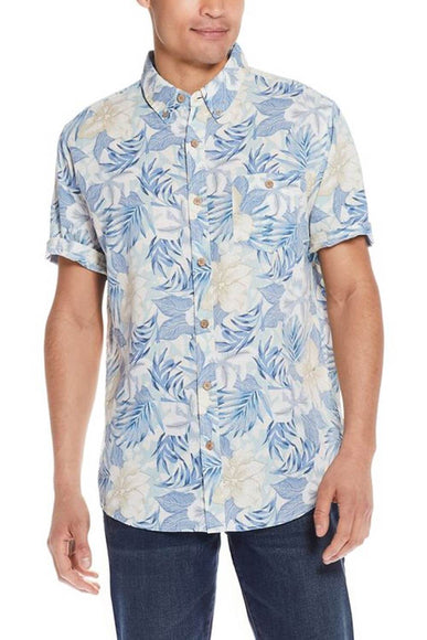 Weatherproof Vintage Washable Linen Button Up Shirt for Men in Dusty Blue