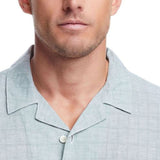Weatherproof Vintage Washable Linen Dobby Button Up Shirt for Men in Hedge Green