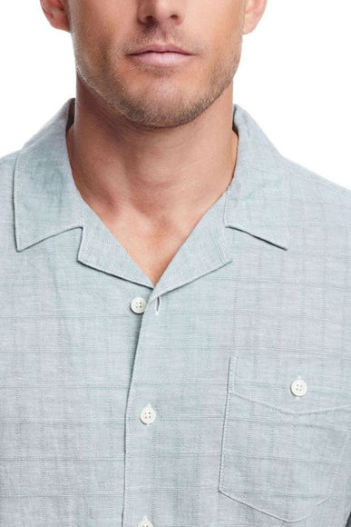 Weatherproof Vintage Washable Linen Dobby Button Up Shirt for Men in Hedge Green