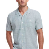 Weatherproof Vintage Washable Linen Dobby Button Up Shirt for Men in Hedge Green