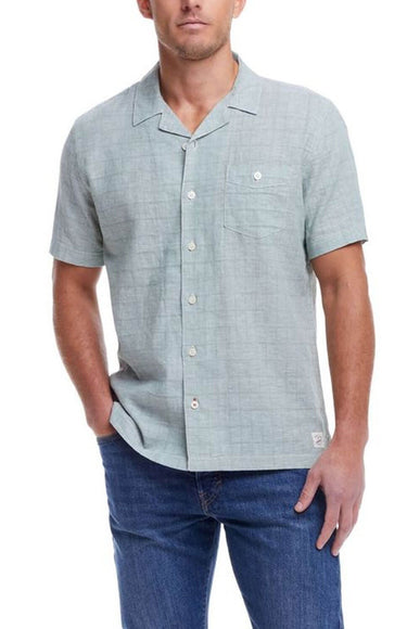 Weatherproof Vintage Washable Linen Dobby Button Up Shirt for Men in Hedge Green