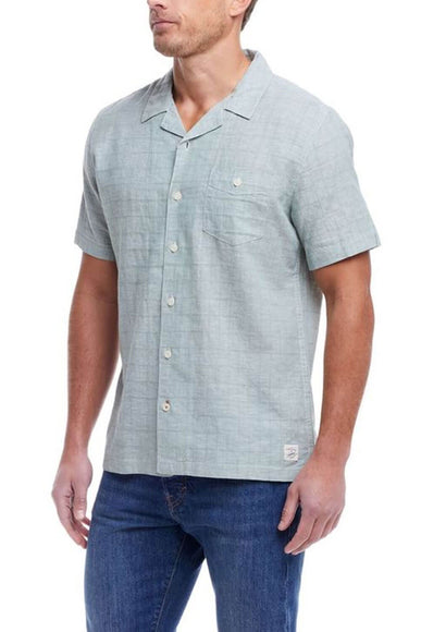 Weatherproof Vintage Washable Linen Dobby Button Up Shirt for Men in Hedge Green