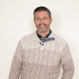 Weatherproof Vintage Ombre Button Up Mock Neck Sweater for Men in Beige