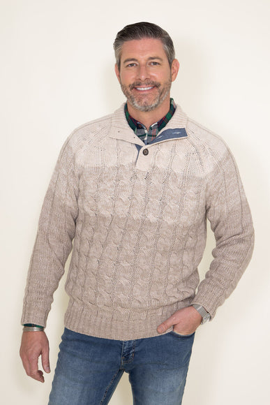 Weatherproof Vintage Ombre Button Up Mock Neck Sweater for Men in Beige