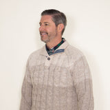 Weatherproof Vintage Ombre Button Up Mock Neck Sweater for Men in Beige