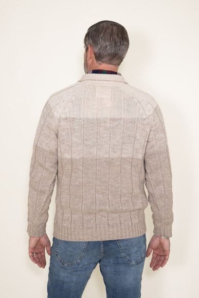 Weatherproof Vintage Ombre Button Up Mock Neck Sweater for Men in Beige