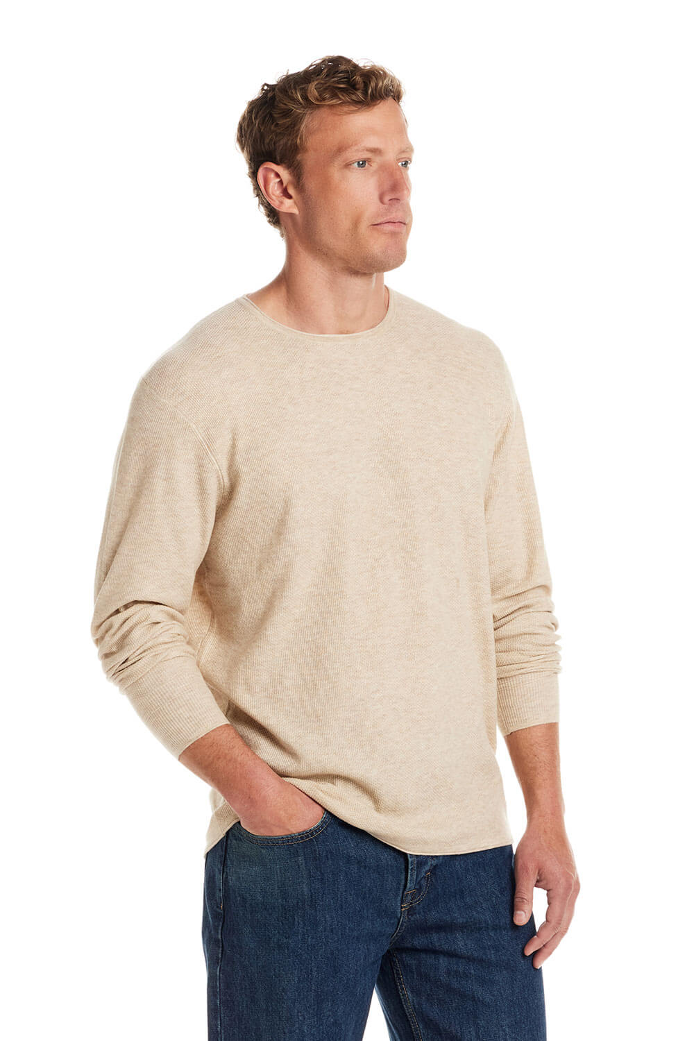 Weatherproof Vintage Merino Blend Roll Neck Sweater for Men in Oatmeal