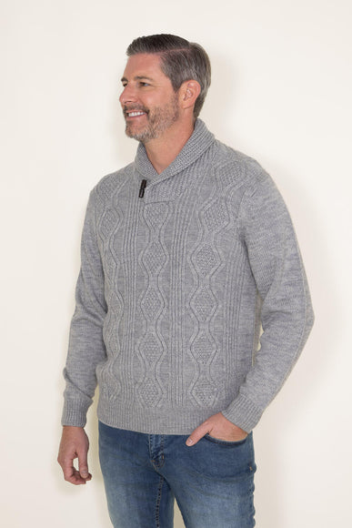 Weatherproof Vintage Cable Knit Fisherman Toggle Sweater for Men in Grey