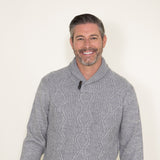 Weatherproof Vintage Cable Knit Fisherman Toggle Sweater for Men in Grey