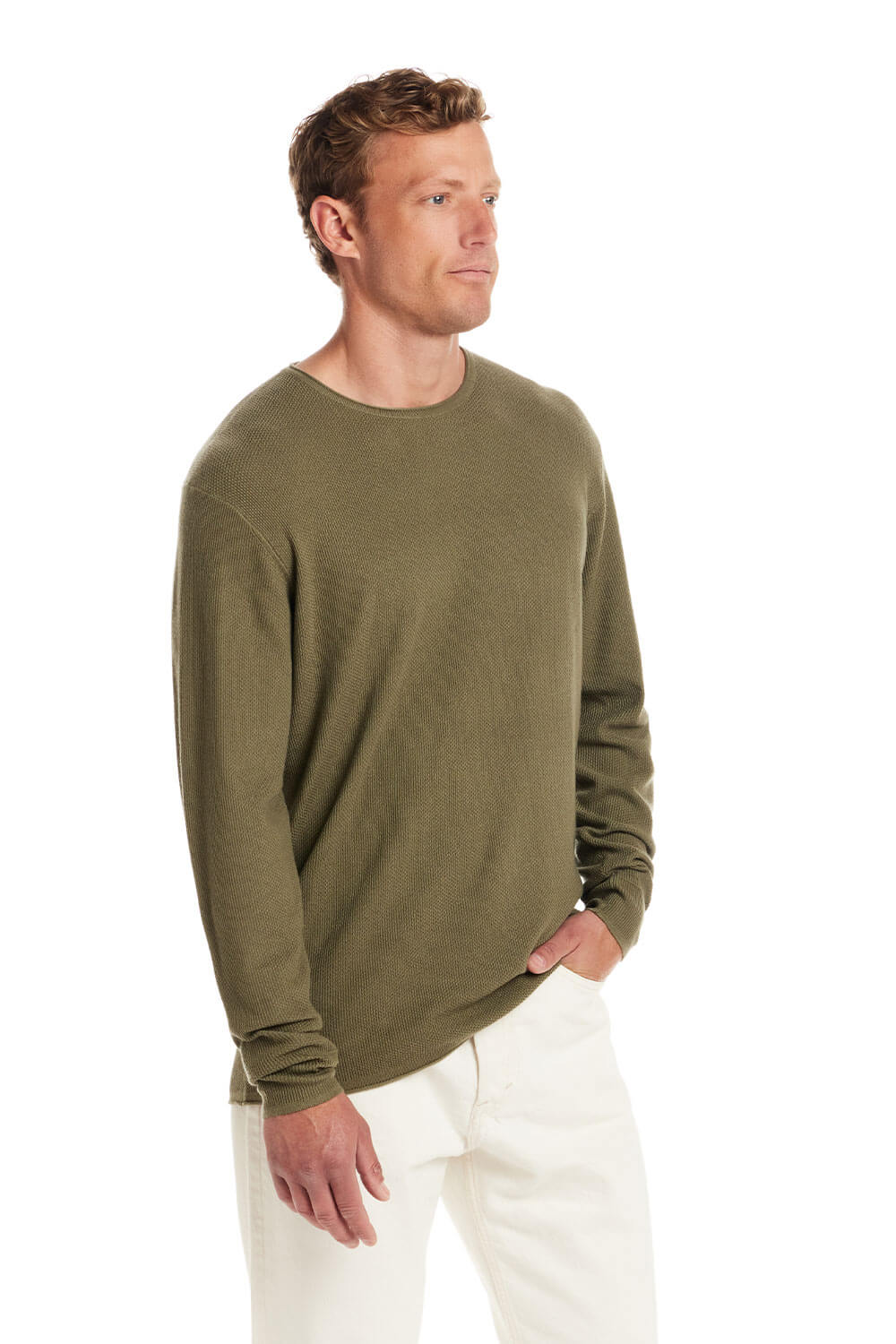 Weatherproof Vintage Merino Blend Roll Neck Sweater for Men in Tea Leaf