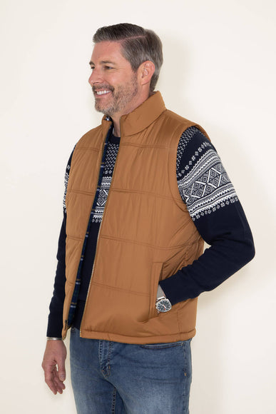 Weatherproof Vintage Flannel Lined Vest for Men in Carmel Brown