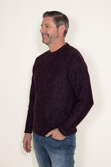 Weatherproof Vintage Half Cardi Stitch Crewneck Sweater for Men in Burgundy