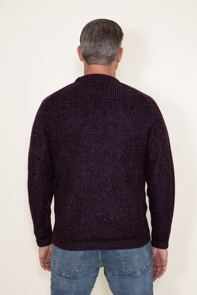 Weatherproof Vintage Half Cardi Stitch Crewneck Sweater for Men in Burgundy