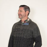 Weatherproof Vintage Button Up Mock Neck Sweater for Men in Green