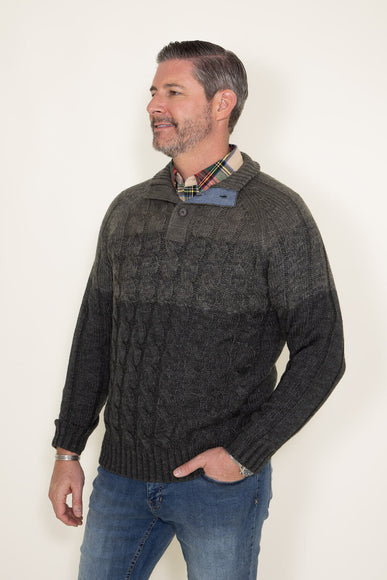 Weatherproof Vintage Button Up Mock Neck Sweater for Men in Green