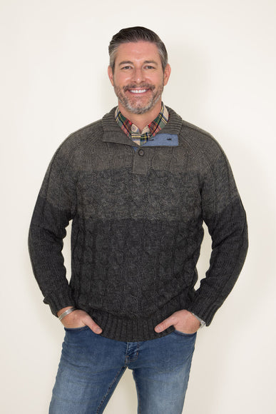 Weatherproof Vintage Button Up Mock Neck Sweater for Men in Green