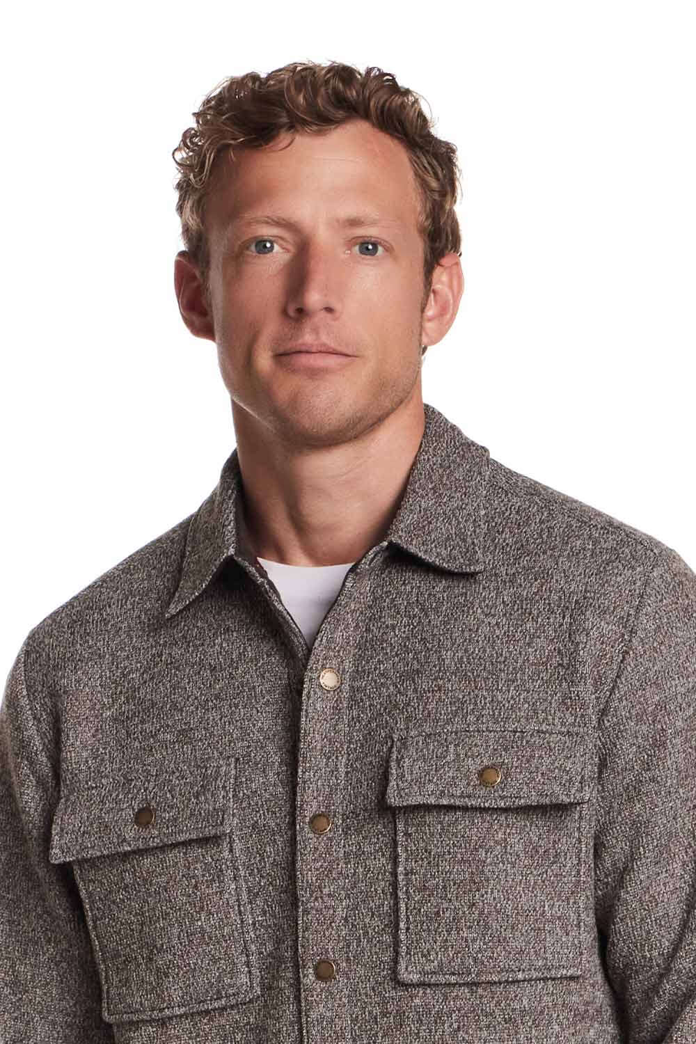 Weatherproof Vintage Mix Knit Shirt Jacket for Men in Chocolate Torte