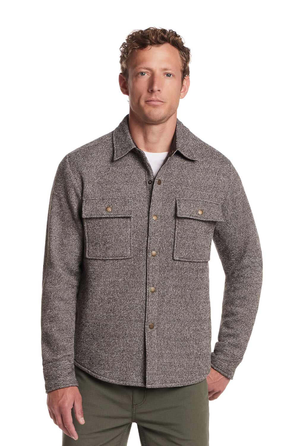 Weatherproof Vintage Mix Knit Shirt Jacket for Men in Chocolate Torte | F2531785GK-CHOCTORTE