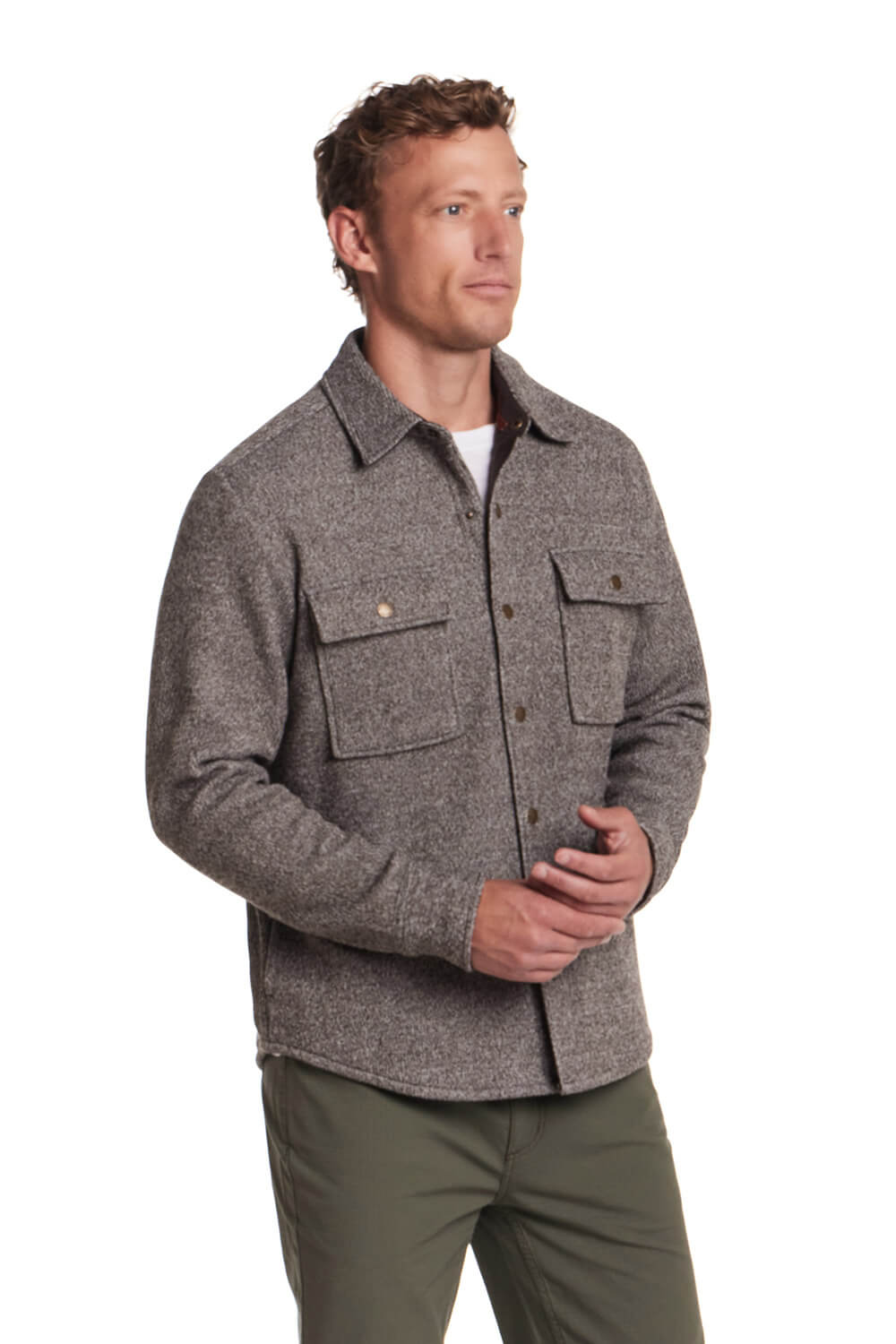 Weatherproof Vintage Mix Knit Shirt Jacket for Men in Chocolate Torte
