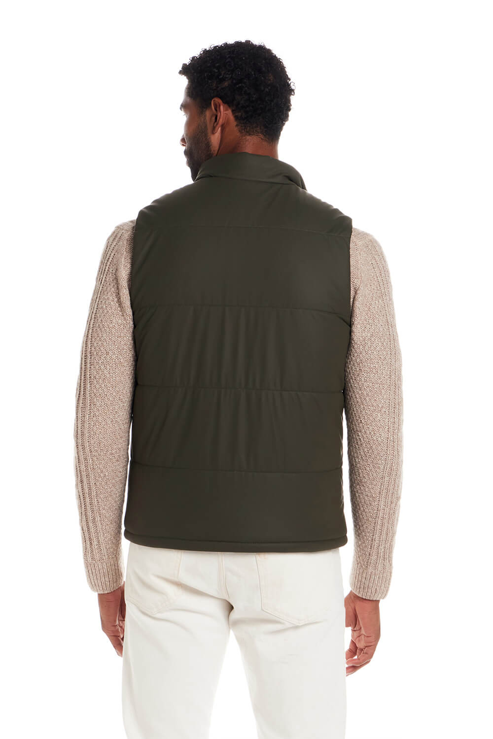 Weatherproof Vintage Matte Coasted Shell Puffer Vest for Men in Kambara Olive