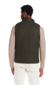 Weatherproof Vintage Matte Coasted Shell Puffer Vest for Men in Kambara Olive
