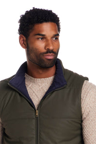Weatherproof Vintage Matte Coasted Shell Puffer Vest for Men in Kambara Olive