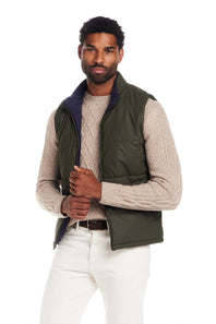 Weatherproof Vintage Matte Coasted Shell Puffer Vest for Men in Kambara Olive