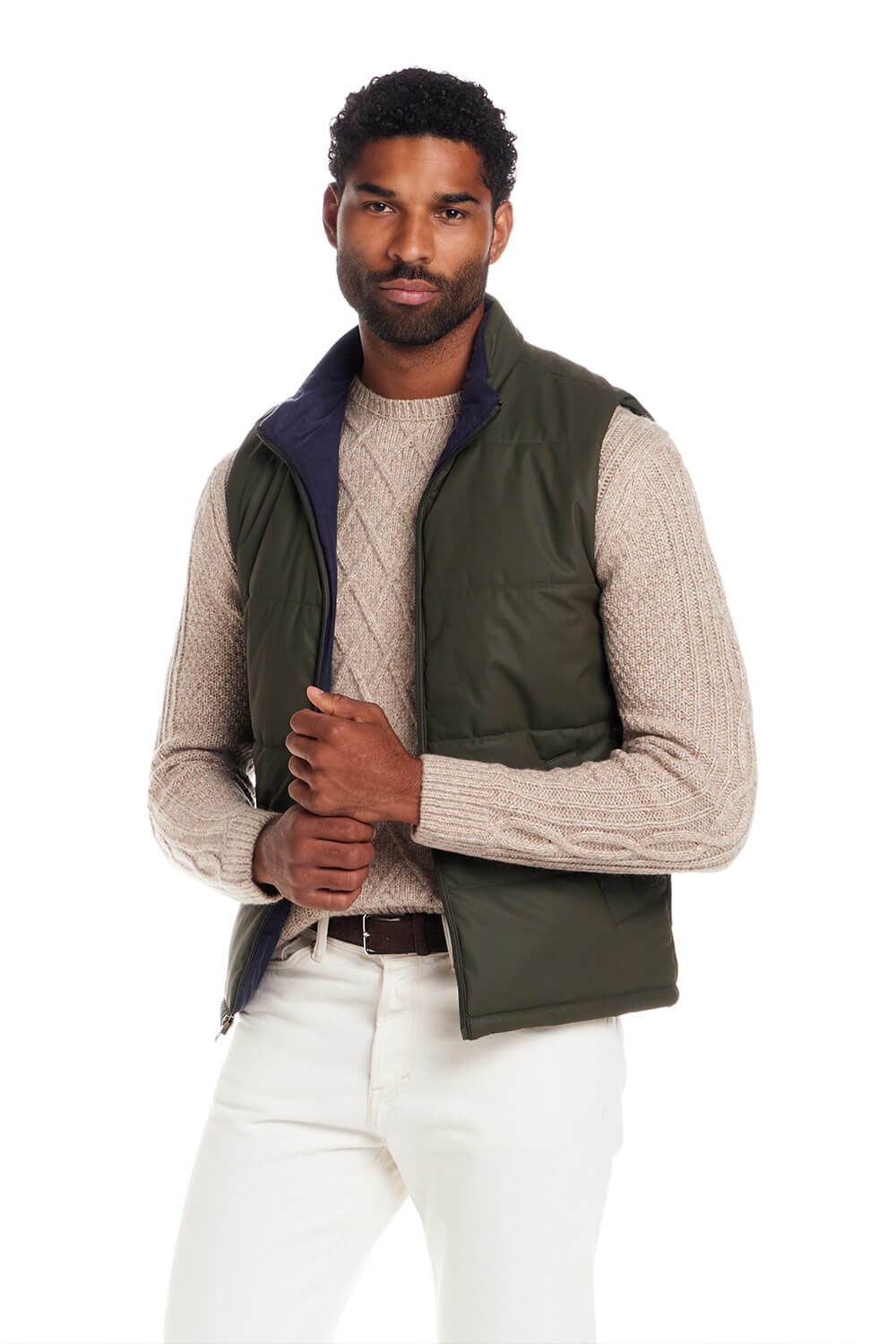 Weatherproof Vintage Matte Coasted Shell Puffer Vest for Men in Kambara Olive