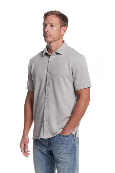 Weatherproof Vintage Twill Terry Knit Shirt for Men in Grey