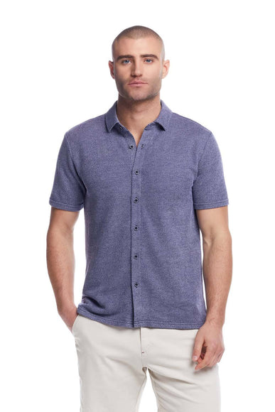 Weatherproof Vintage Twill Terry Knit Shirt for Men in Navy
