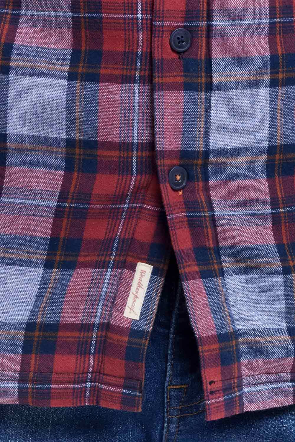 Weatherproof Vintage Sherpa Lined Hooded Shirt Jacket for Men in Brick