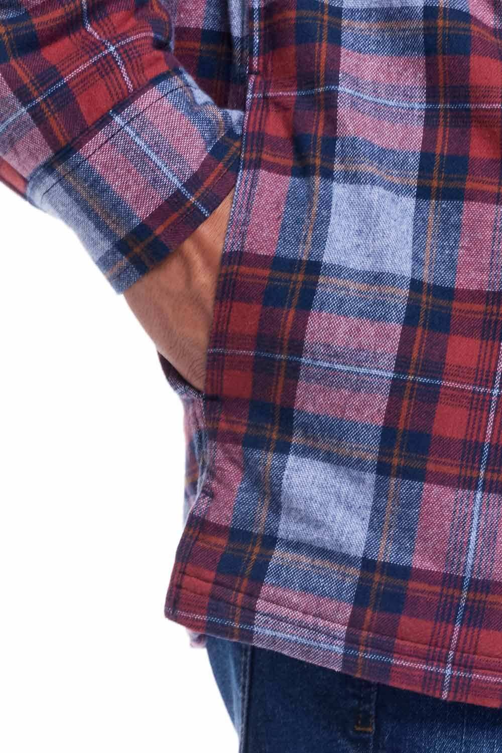 Weatherproof Vintage Sherpa Lined Hooded Shirt Jacket for Men in Brick