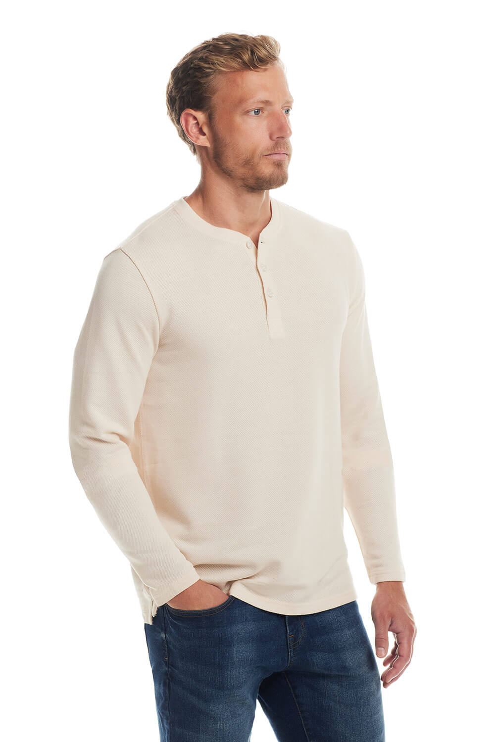 Weatherproof Vintage Speckled Henley Shirt for Men in Whitecap F2421 Glik s