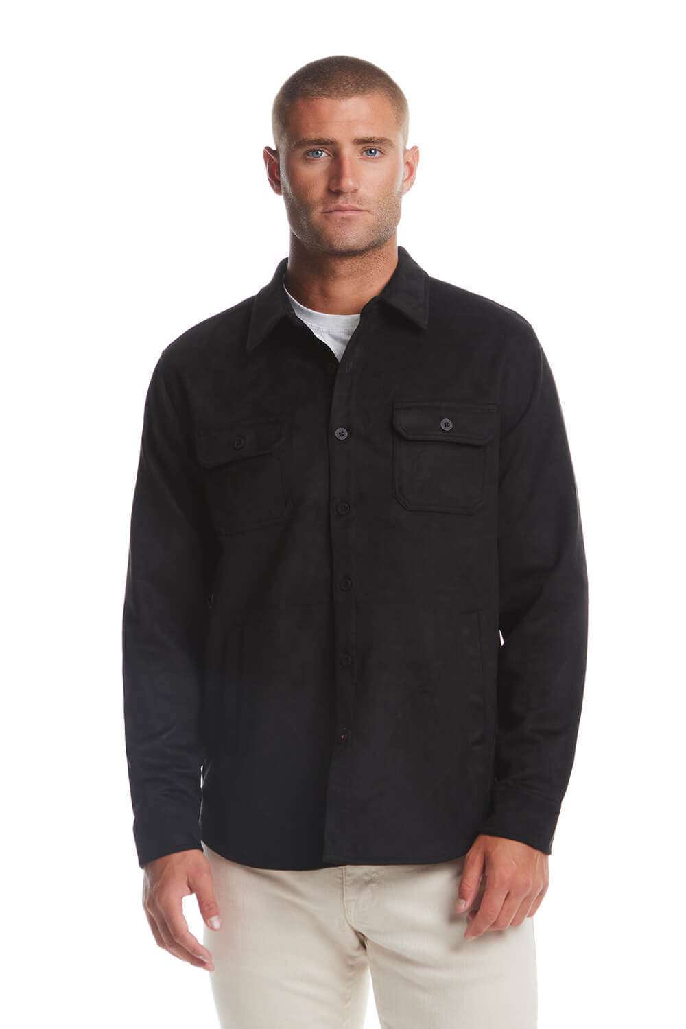 Weatherproof Vintage Suede Shirt Jacket for Men in Black