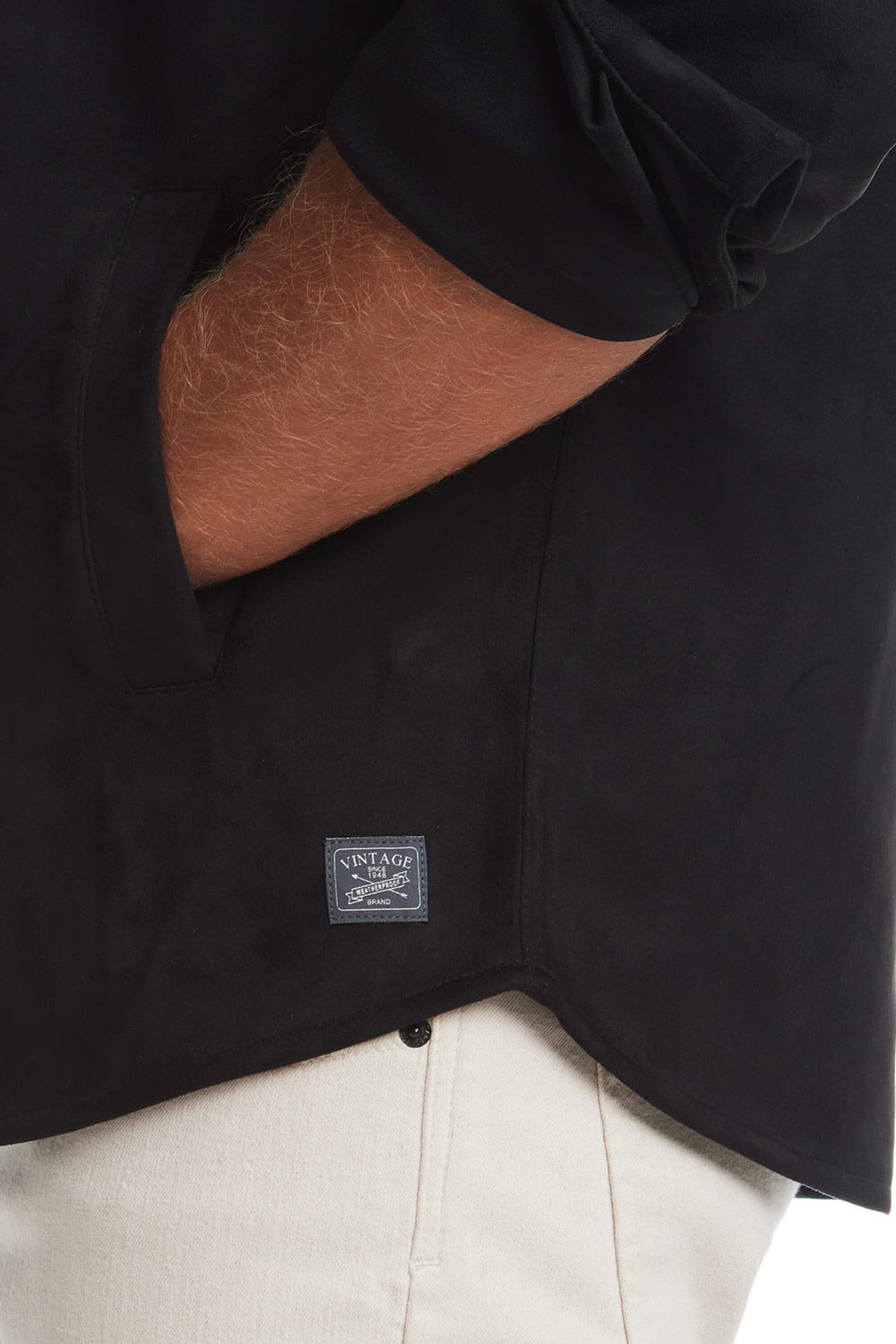 Weatherproof Vintage Suede Shirt Jacket for Men in Black