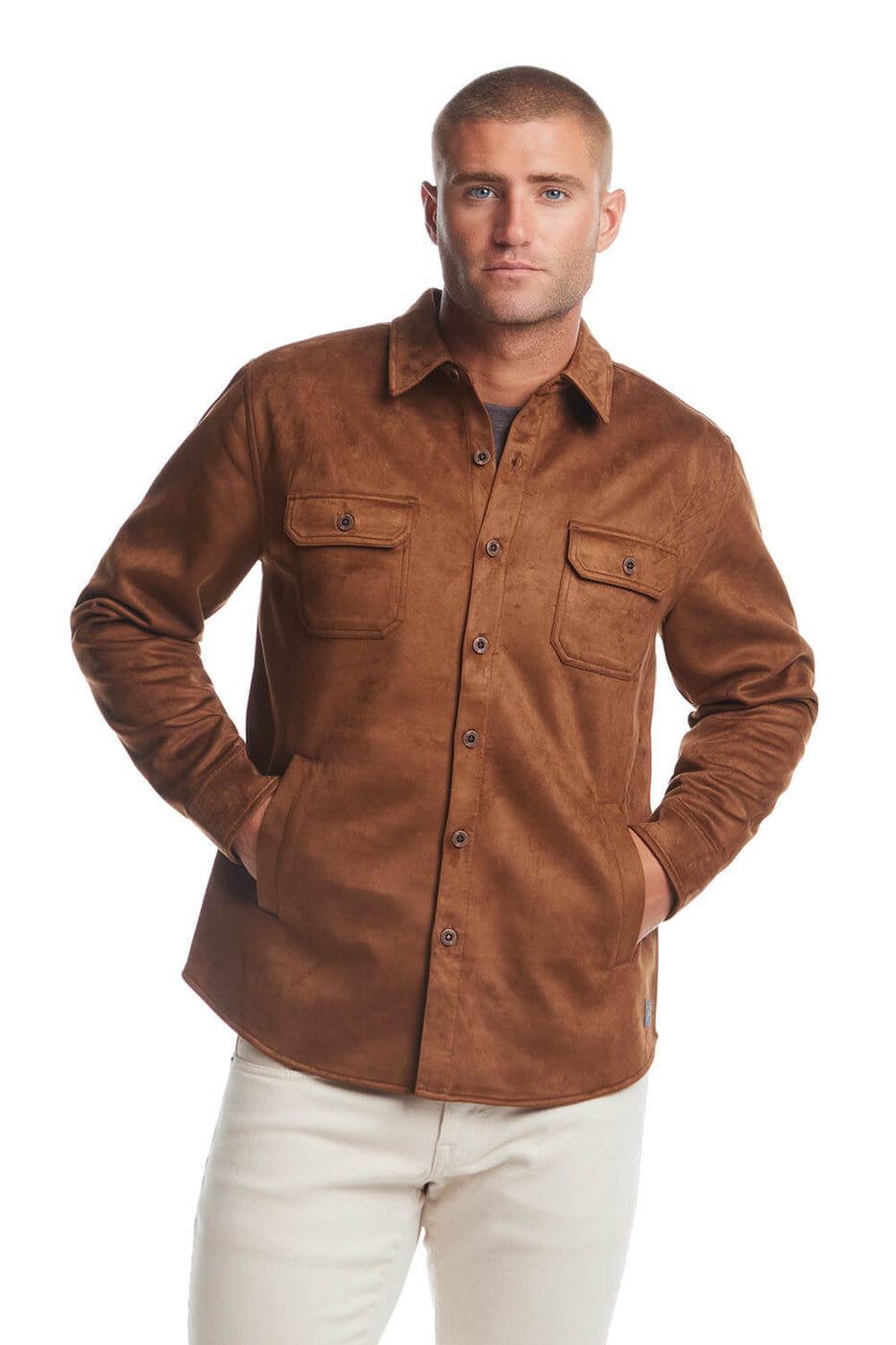 Weatherproof Vintage Suede Shirt Jacket for Men in Brown