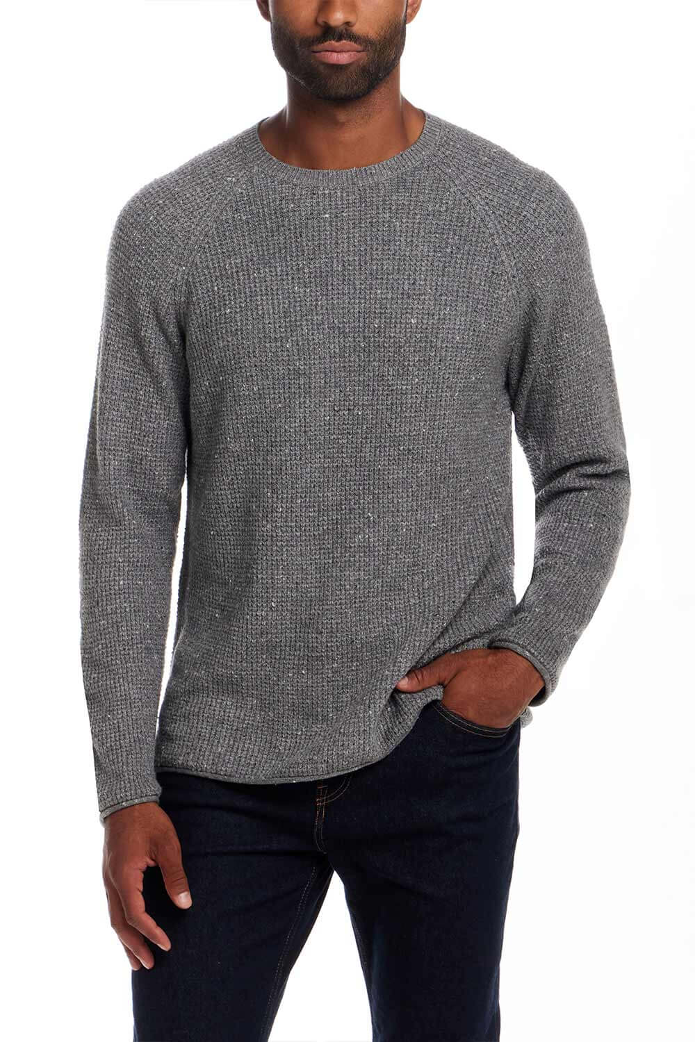 Weatherproof Vintage Waffle Donegal Sweater for Men in Grey