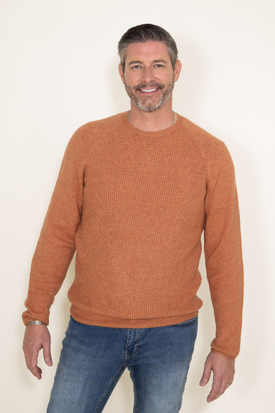 Weatherproof Vintage Waffle Crewneck Raglan Sweater for Men in Orange