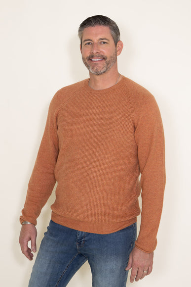 Weatherproof Vintage Waffle Crewneck Raglan Sweater for Men in Orange