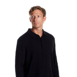 Weatherproof Cotton Cashmere Sweater Polo Shirt for Men in Black