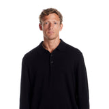 Weatherproof Cotton Cashmere Sweater Polo Shirt for Men in Black