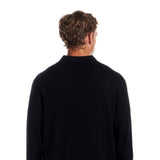 Weatherproof Cotton Cashmere Sweater Polo Shirt for Men in Black