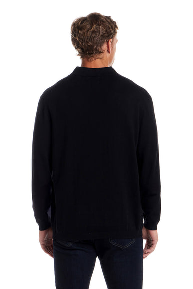 Weatherproof Cotton Cashmere Sweater Polo Shirt for Men in Black