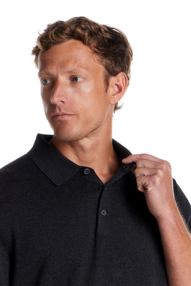Weatherproof Cotton Cashmere Sweater Polo Shirt for Men in Charcoal