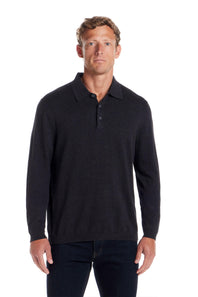 Weatherproof Vintage Cotton Cashmere Sweater Polo Shirt for Men in Charcoal